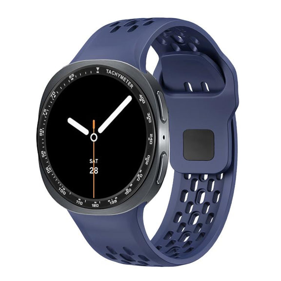 For Samsung Galaxy Watch8 40mm Speed Bezel and Black Reverse Buckle Silicone Watch Band(Midnight Blue Black)