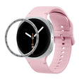 For Samsung Galaxy Watch8 44mm Speed Bezel and Solid Color Stitched Silicone Watch Band(Light Pink Silver) - free shipping - PMC TechLife - Order now!
