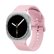 For Samsung Galaxy Watch8 44mm Speed Bezel and Solid Color Stitched Silicone Watch Band(Light Pink Silver)