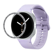 For Samsung Galaxy Watch8 44mm Speed Bezel and Solid Color Stitched Silicone Watch Band(Official Purple Silver)