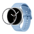 For Samsung Galaxy Watch8 44mm Speed Bezel and Solid Color Stitched Silicone Watch Band(Light Blue Silver) - free shipping - PMC TechLife - Order now!