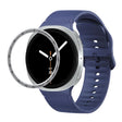 For Samsung Galaxy Watch8 44mm Speed Bezel and Solid Color Stitched Silicone Watch Band(Midnight Blue Silver) - free shipping - PMC TechLife - Order now!