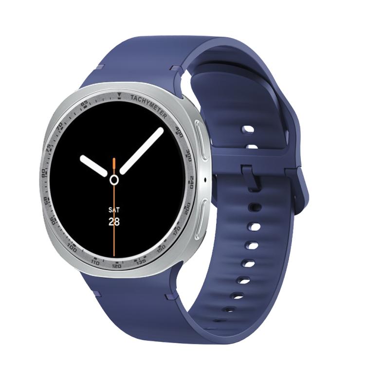 For Samsung Galaxy Watch8 44mm Speed Bezel and Solid Color Stitched Silicone Watch Band(Midnight Blue Silver)