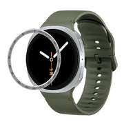 For Samsung Galaxy Watch8 44mm Speed Bezel and Solid Color Stitched Silicone Watch Band(Army Green Silver)