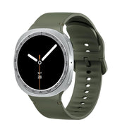 For Samsung Galaxy Watch8 44mm Speed Bezel and Solid Color Stitched Silicone Watch Band(Army Green Silver)