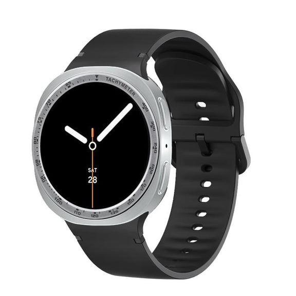 For Samsung Galaxy Watch8 44mm Speed Bezel and Solid Color Stitched Silicone Watch Band(Black Silver)