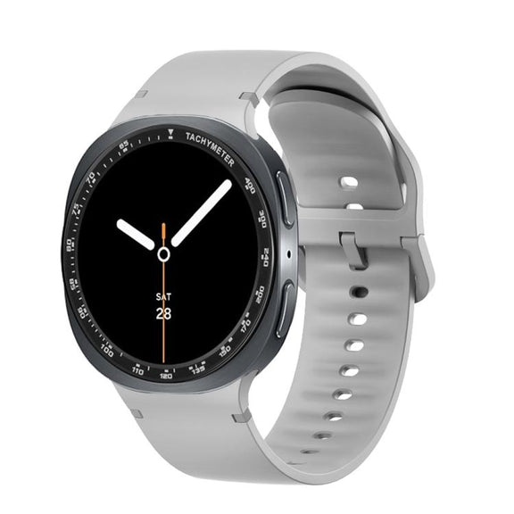 For Samsung Galaxy Watch8 44mm Speed Bezel and Solid Color Stitched Silicone Watch Band(Gray Black)