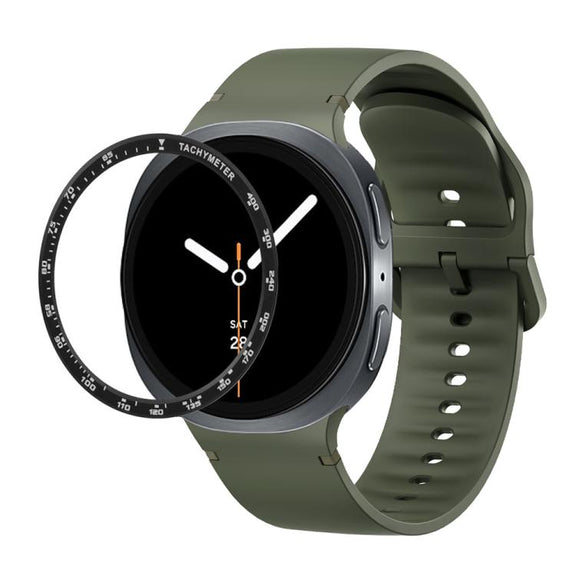 For Samsung Galaxy Watch8 44mm Speed Bezel and Solid Color Stitched Silicone Watch Band(Army Green Black)