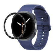 For Samsung Galaxy Watch8 44mm Speed Bezel and Solid Color Stitched Silicone Watch Band(Midnight Blue Black)