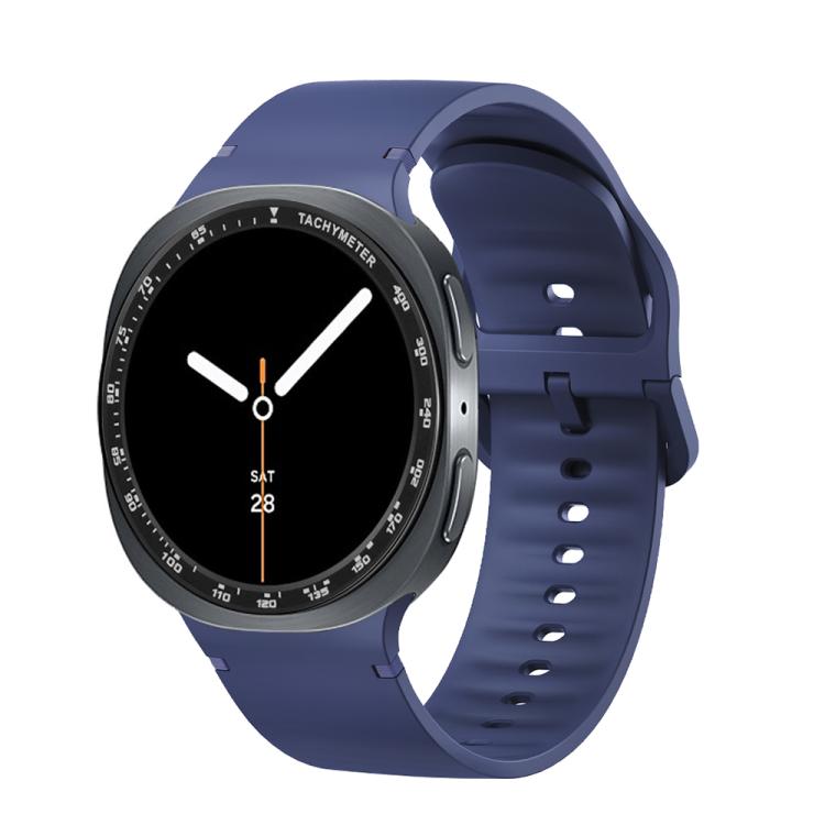 For Samsung Galaxy Watch8 44mm Speed Bezel and Solid Color Stitched Silicone Watch Band(Midnight Blue Black)