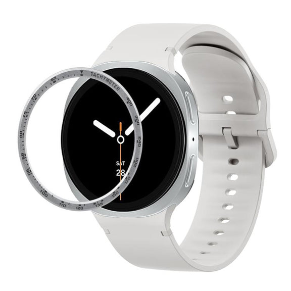 For Samsung Galaxy Watch8 40mm Speed Bezel and Solid Color Stitched Silicone Watch Band(Lime White Silver)
