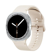 For Samsung Galaxy Watch8 40mm Speed Bezel and Solid Color Stitched Silicone Watch Band(Starlight Silver)