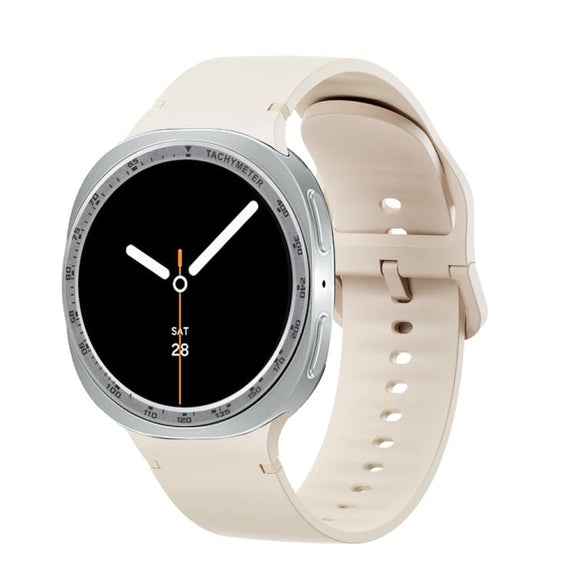 For Samsung Galaxy Watch8 40mm Speed Bezel and Solid Color Stitched Silicone Watch Band(Starlight Silver)