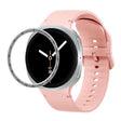 For Samsung Galaxy Watch8 40mm Speed Bezel and Solid Color Stitched Silicone Watch Band(Pink Silver) - free shipping - PMC TechLife - Order now!