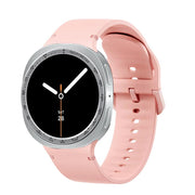 For Samsung Galaxy Watch8 40mm Speed Bezel and Solid Color Stitched Silicone Watch Band(Pink Silver)