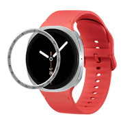 For Samsung Galaxy Watch8 40mm Speed Bezel and Solid Color Stitched Silicone Watch Band(Red Silver)