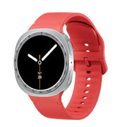 For Samsung Galaxy Watch8 40mm Speed Bezel and Solid Color Stitched Silicone Watch Band(Red Silver)