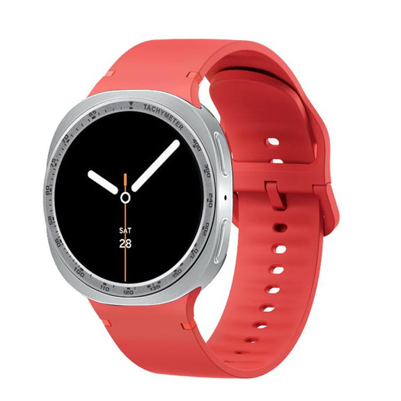 For Samsung Galaxy Watch8 40mm Speed Bezel and Solid Color Stitched Silicone Watch Band(Red Silver)