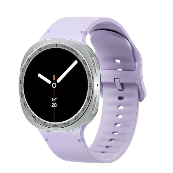 For Samsung Galaxy Watch8 40mm Speed Bezel and Solid Color Stitched Silicone Watch Band(Official Purple Silver)