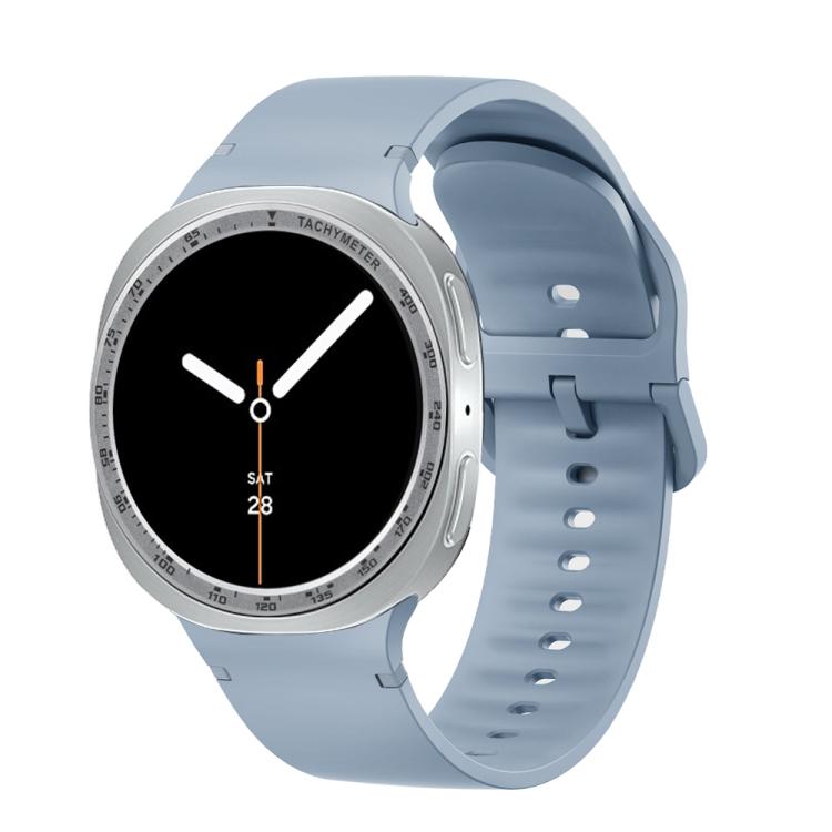 For Samsung Galaxy Watch8 40mm Speed Bezel and Solid Color Stitched Silicone Watch Band(Jewel Blue Silver) - free shipping - PMC TechLife - Order now!