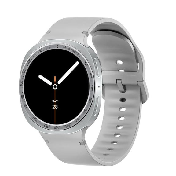 For Samsung Galaxy Watch8 40mm Speed Bezel and Solid Color Stitched Silicone Watch Band(Gray Silver)