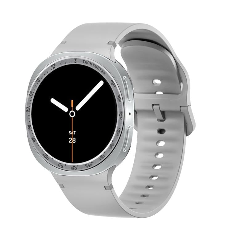 For Samsung Galaxy Watch8 40mm Speed Bezel and Solid Color Stitched Silicone Watch Band(Gray Silver)