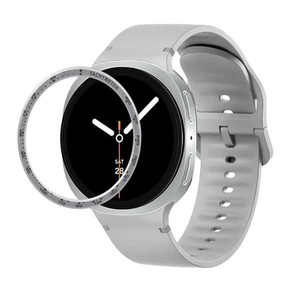 For Samsung Galaxy Watch8 40mm Speed Bezel and Solid Color Stitched Silicone Watch Band(Gray Silver)