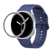 For Samsung Galaxy Watch8 40mm Speed Bezel and Solid Color Stitched Silicone Watch Band(Midnight Blue Silver)