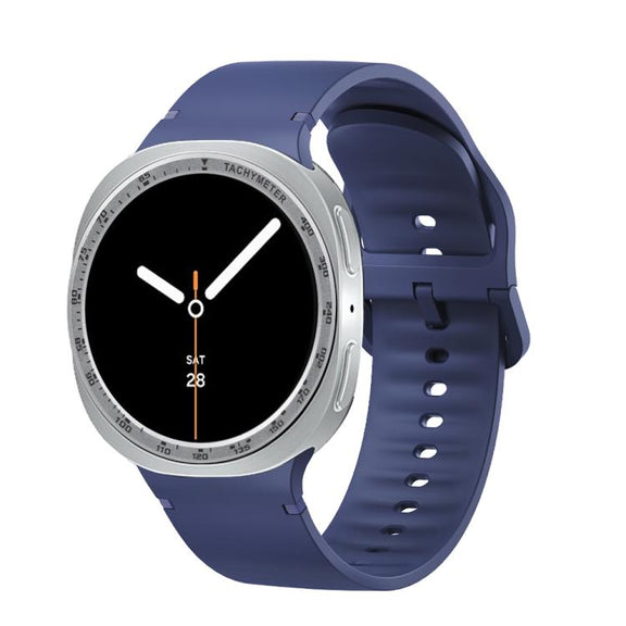 For Samsung Galaxy Watch8 40mm Speed Bezel and Solid Color Stitched Silicone Watch Band(Midnight Blue Silver)