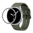 For Samsung Galaxy Watch8 40mm Speed Bezel and Solid Color Stitched Silicone Watch Band(Army Green Silver) - free shipping - PMC TechLife - Order now!