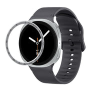For Samsung Galaxy Watch8 40mm Speed Bezel and Solid Color Stitched Silicone Watch Band(Dark Gray Silver)