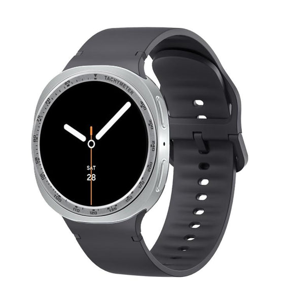 For Samsung Galaxy Watch8 40mm Speed Bezel and Solid Color Stitched Silicone Watch Band(Dark Gray Silver)
