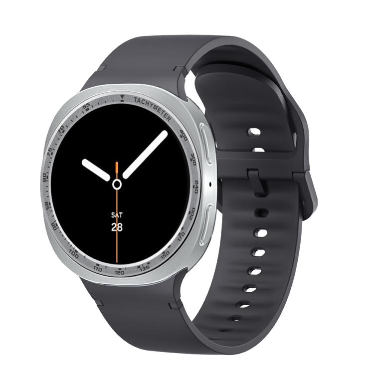 For Samsung Galaxy Watch8 40mm Speed Bezel and Solid Color Stitched Silicone Watch Band(Dark Gray Silver)