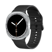 For Samsung Galaxy Watch8 40mm Speed Bezel and Solid Color Stitched Silicone Watch Band(Black Silver)