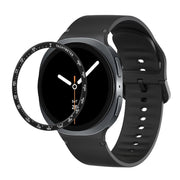 For Samsung Galaxy Watch8 40mm Speed Bezel and Solid Color Stitched Silicone Watch Band(Black Black)