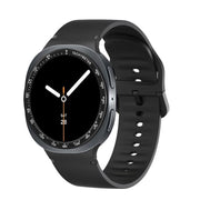 For Samsung Galaxy Watch8 40mm Speed Bezel and Solid Color Stitched Silicone Watch Band(Black Black)