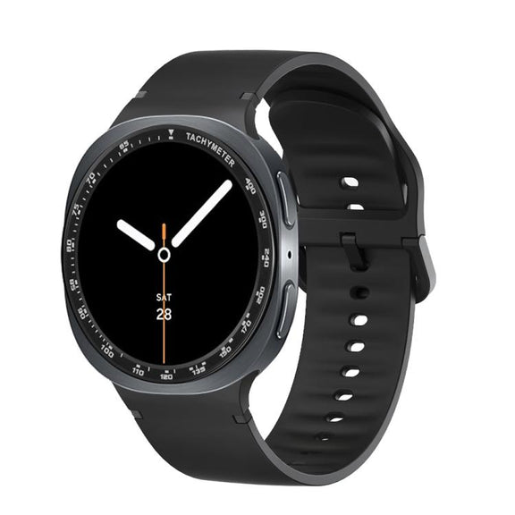 For Samsung Galaxy Watch8 40mm Speed Bezel and Solid Color Stitched Silicone Watch Band(Black Black)