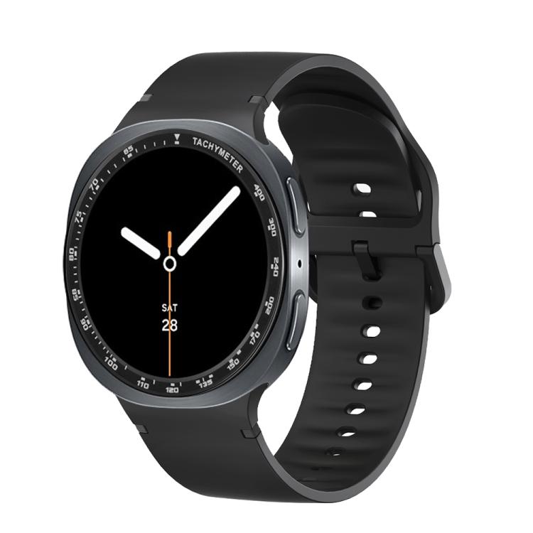 For Samsung Galaxy Watch8 40mm Speed Bezel and Solid Color Stitched Silicone Watch Band(Black Black)