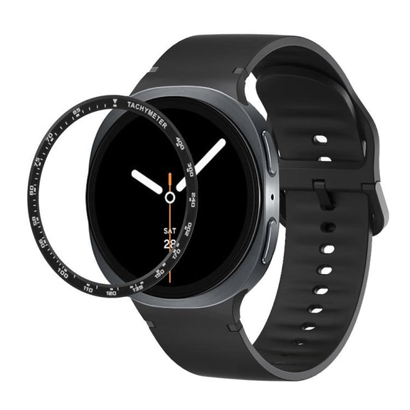 For Samsung Galaxy Watch8 40mm Speed Bezel and Solid Color Stitched Silicone Watch Band(Black Black)