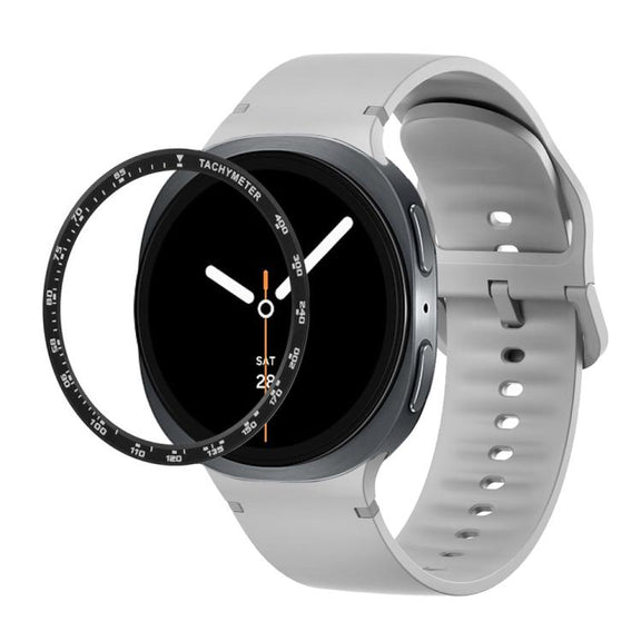 For Samsung Galaxy Watch8 40mm Speed Bezel and Solid Color Stitched Silicone Watch Band(Gray Black)