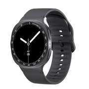 For Samsung Galaxy Watch8 40mm Speed Bezel and Solid Color Stitched Silicone Watch Band(Dark Gray Black)