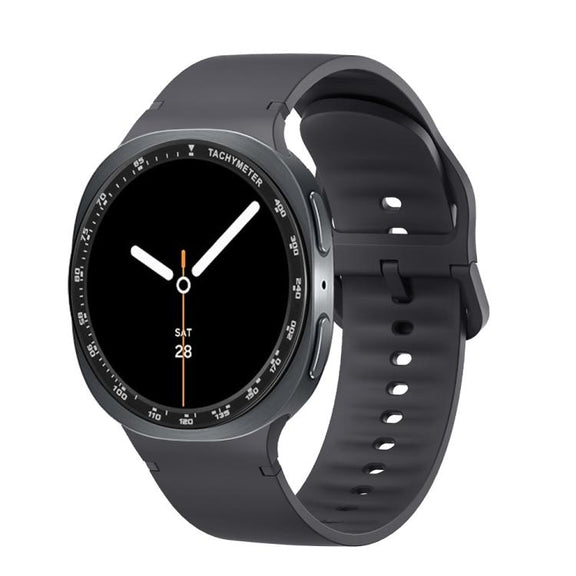 For Samsung Galaxy Watch8 40mm Speed Bezel and Solid Color Stitched Silicone Watch Band(Dark Gray Black)