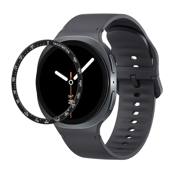 For Samsung Galaxy Watch8 40mm Speed Bezel and Solid Color Stitched Silicone Watch Band(Dark Gray Black)