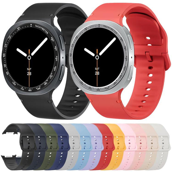 For Samsung Galaxy Watch8 44mm Speed Bezel and Solid Color Stitched Silicone Watch Band(Pink Silver)