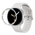For Samsung Galaxy Watch8 44mm Diamond Bezel and Solid Color Stitched Silicone Watch Band(Lime White Silver) - free shipping - PMC TechLife - Order now!
