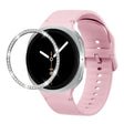 For Samsung Galaxy Watch8 44mm Diamond Bezel and Solid Color Stitched Silicone Watch Band(Light Pink Silver) - free shipping - PMC TechLife - Order now!