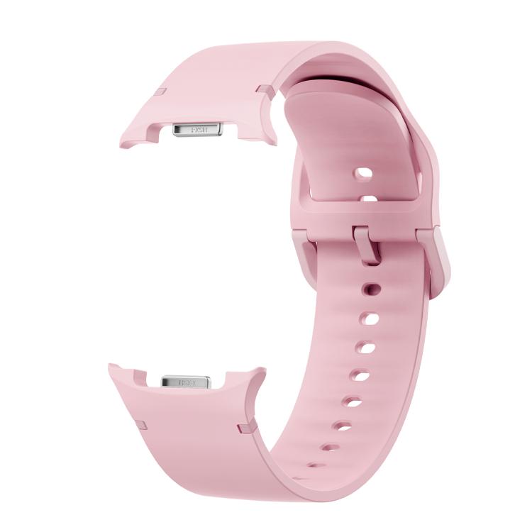For Samsung Galaxy Watch8 44mm Diamond Bezel and Solid Color Stitched Silicone Watch Band(Light Pink Silver)