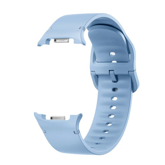 For Samsung Galaxy Watch8 44mm Diamond Bezel and Solid Color Stitched Silicone Watch Band(Light Blue Silver)
