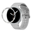 For Samsung Galaxy Watch8 44mm Diamond Bezel and Solid Color Stitched Silicone Watch Band(Gray Silver) - free shipping - PMC TechLife - Order now!