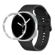 For Samsung Galaxy Watch8 44mm Diamond Bezel and Solid Color Stitched Silicone Watch Band(Black Silver) - free shipping - PMC TechLife - Order now!